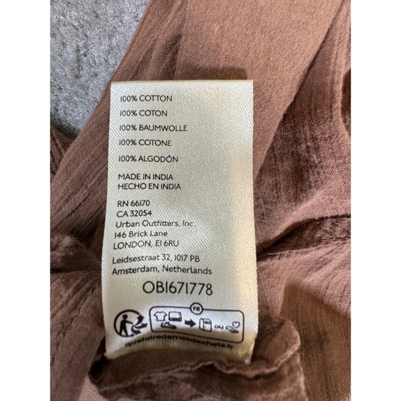 We The Free Free People Brown Cotton Gauze Short Sleeve Button Down Shirt Small - Picture 6 of 7